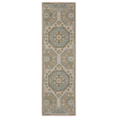 Maeve Mae03 Beige/ Blue Medallion Geometric Rug