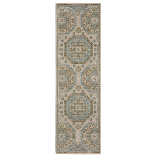 Maeve Mae03 Beige/ Blue Medallion Geometric Rug