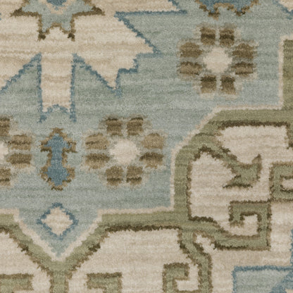 Maeve Medallion Beige/ Blue Geometric Cut Pile Rug
