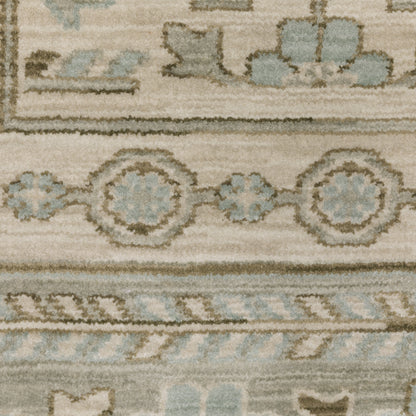 Maeve Border Beige/ Blue Distressed Cut Pile Rug