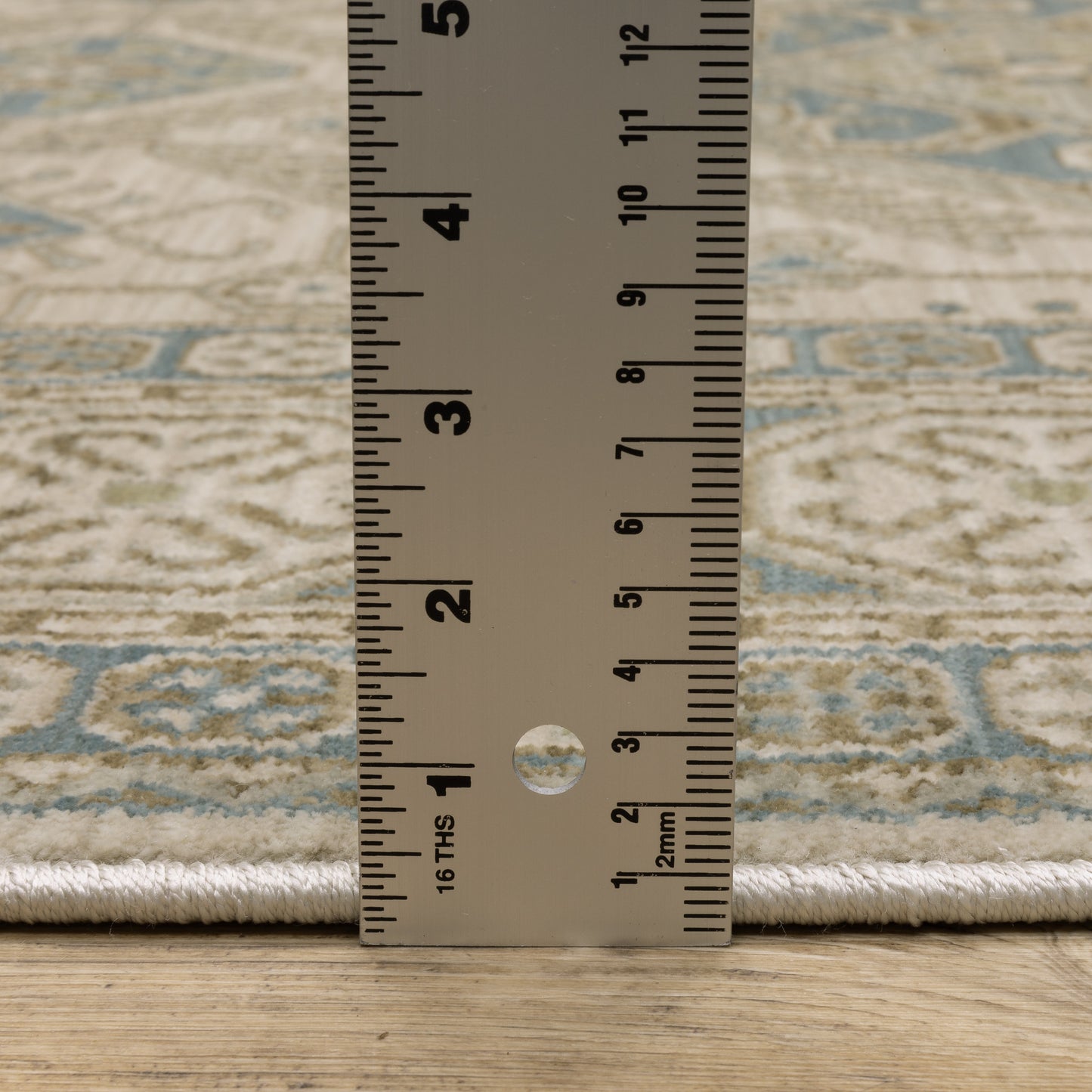 Maeve Border Beige/ Blue Medallion Cut Pile Rug