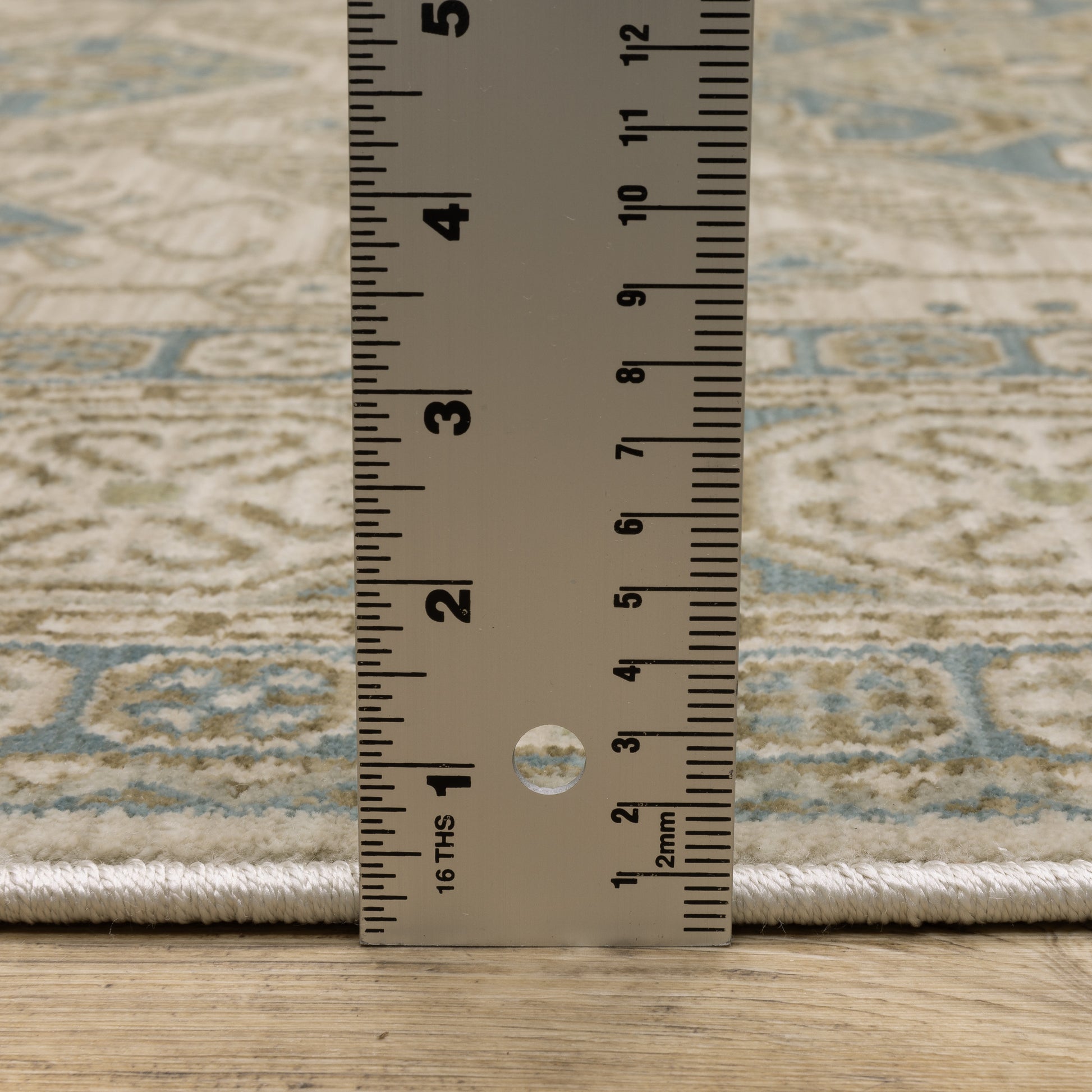 Maeve Border Beige/ Blue Medallion Cut Pile Rug