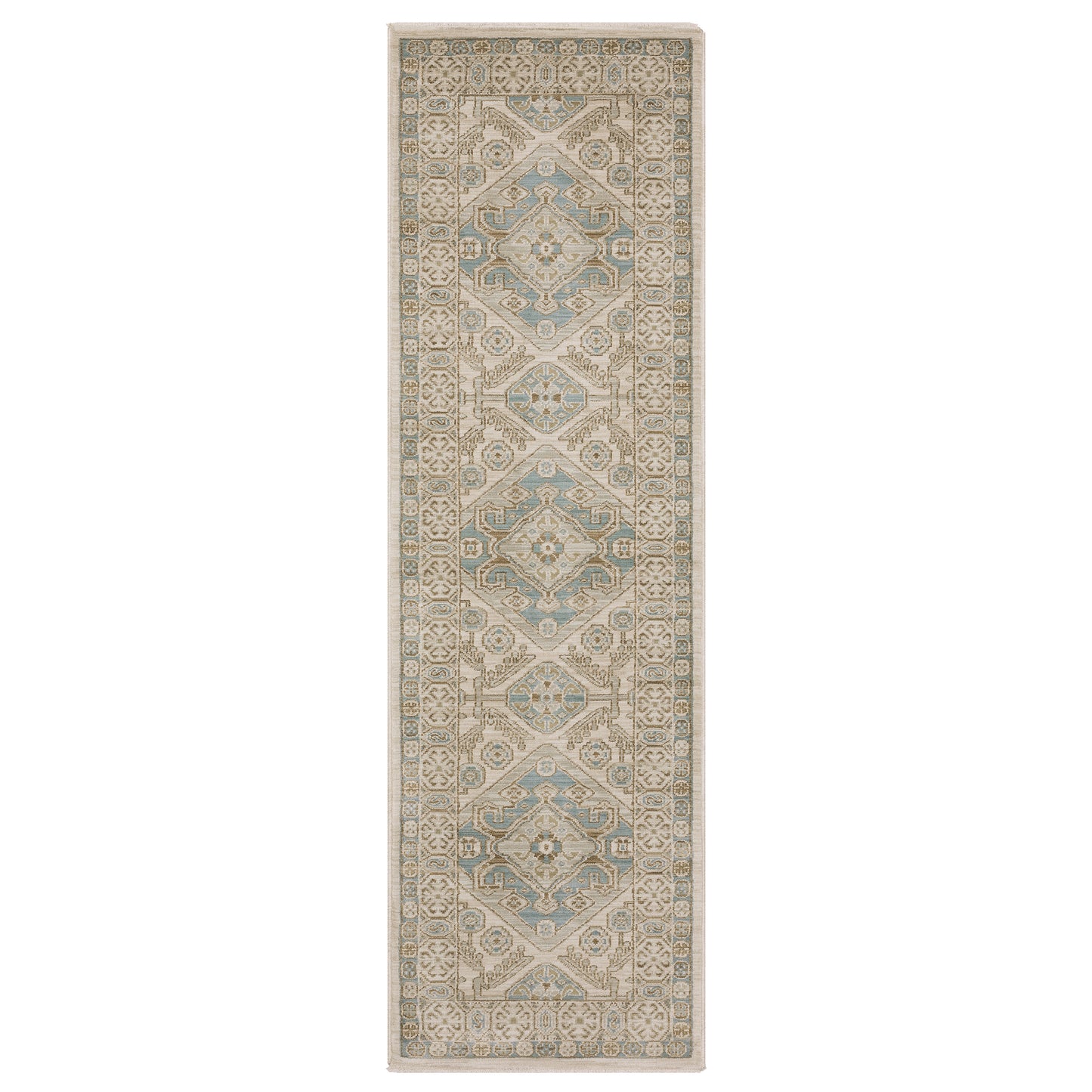 Maeve Mae05 Beige/ Blue Border Medallion Rug