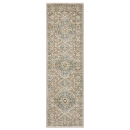Maeve Mae05 Beige/ Blue Border Medallion Rug