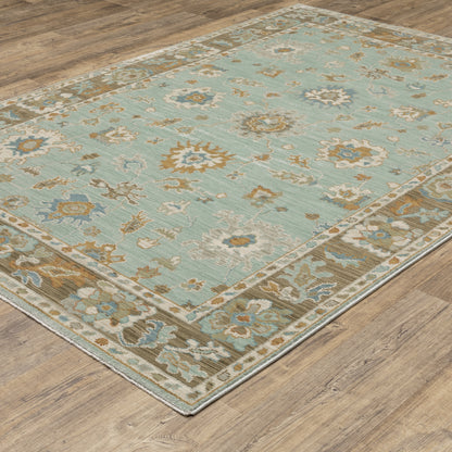 Maeve Floral Blue/ Rust Distressed Cut Pile Rug
