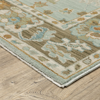 Maeve Floral Blue/ Rust Distressed Cut Pile Rug