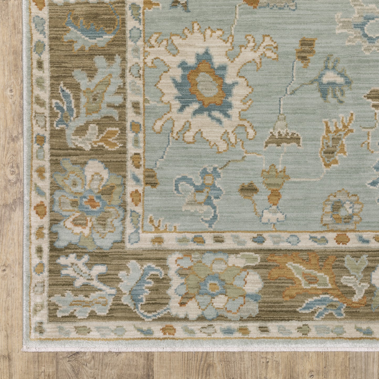 Maeve Floral Blue/ Rust Distressed Cut Pile Rug