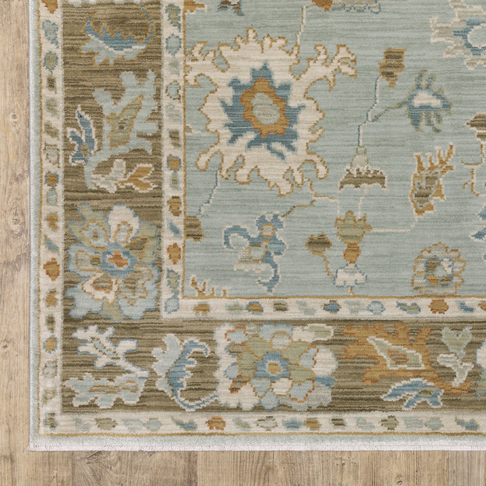 Maeve Floral Blue/ Rust Distressed Cut Pile Rug