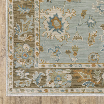 Maeve Floral Blue/ Rust Distressed Cut Pile Rug