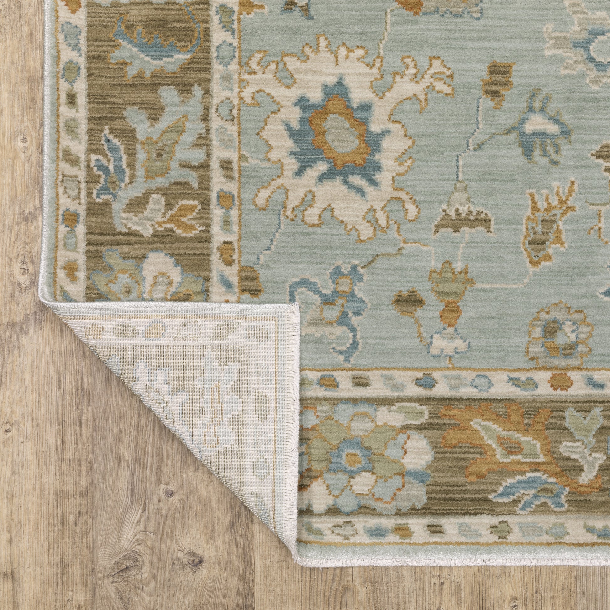 Maeve Floral Blue/ Rust Distressed Cut Pile Rug