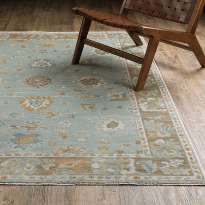 Maeve Floral Blue/ Rust Distressed Cut Pile Rug