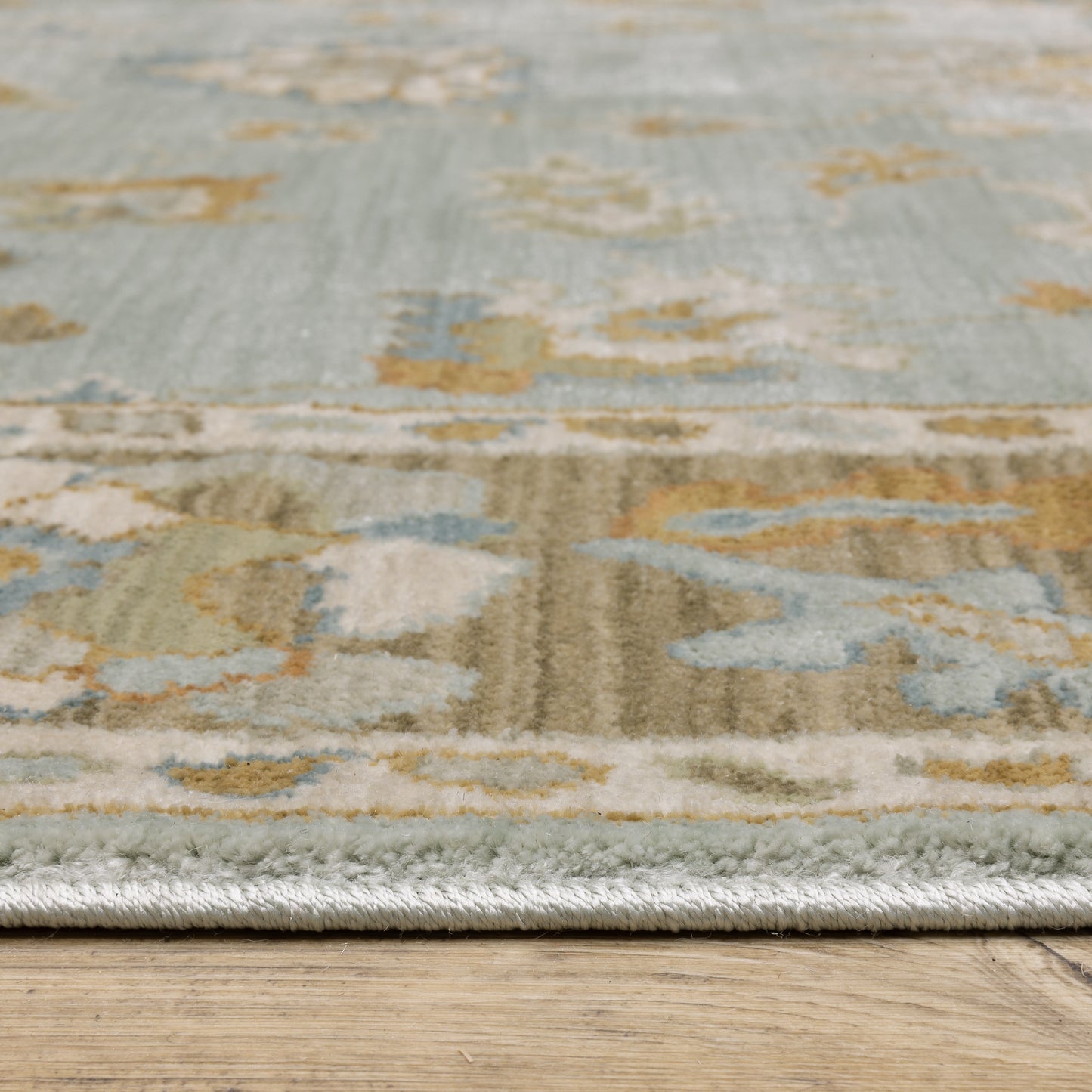 Maeve Floral Blue/ Rust Distressed Cut Pile Rug