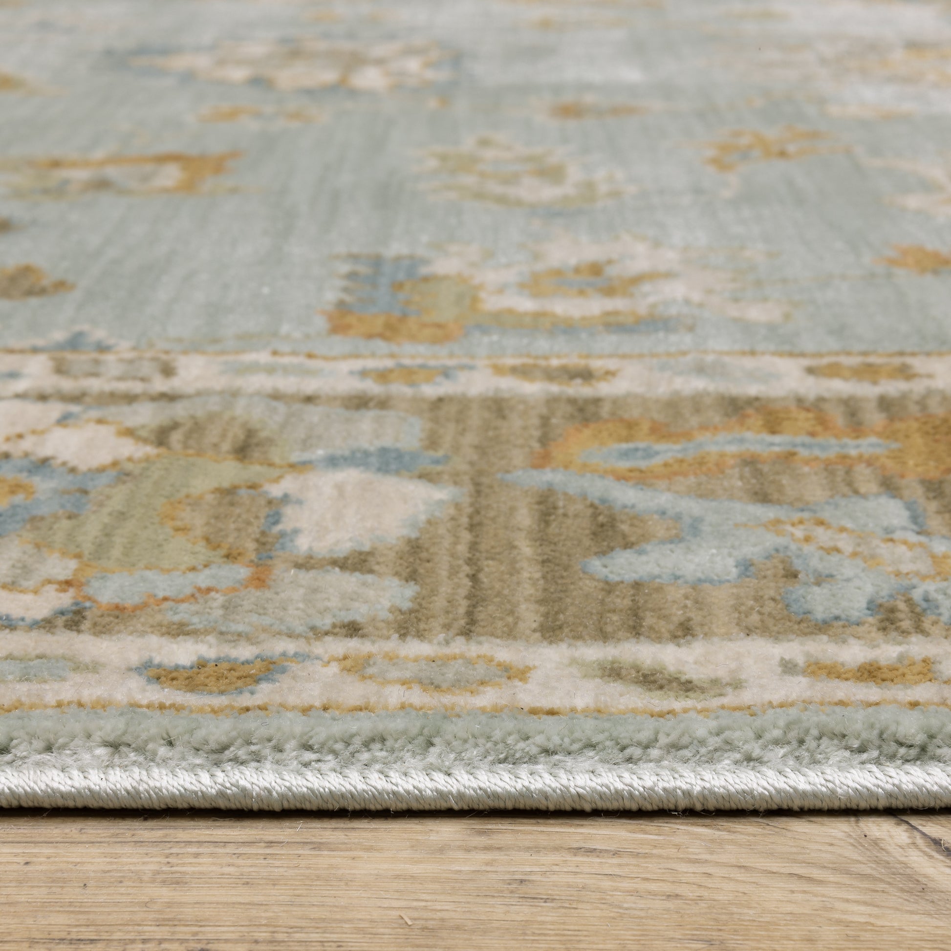 Maeve Floral Blue/ Rust Distressed Cut Pile Rug