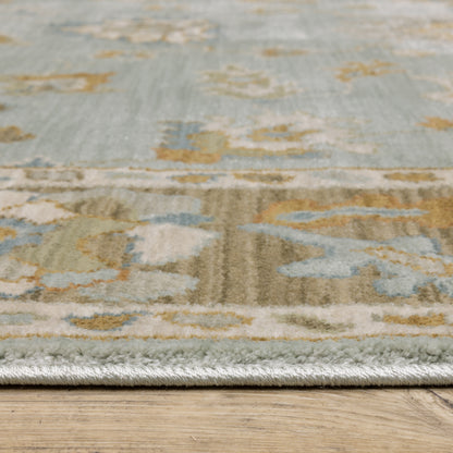 Maeve Floral Blue/ Rust Distressed Cut Pile Rug
