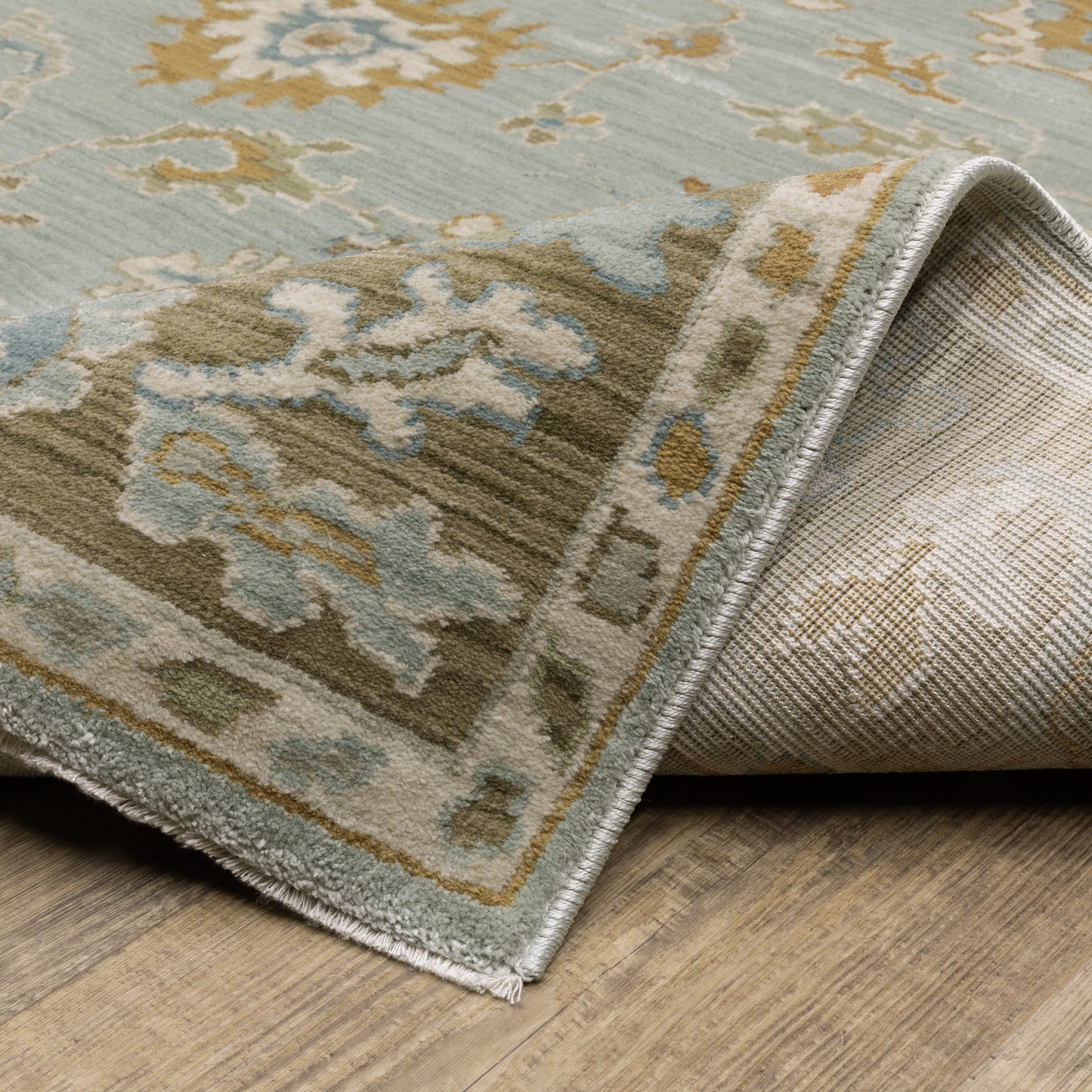 Maeve Floral Blue/ Rust Distressed Cut Pile Rug