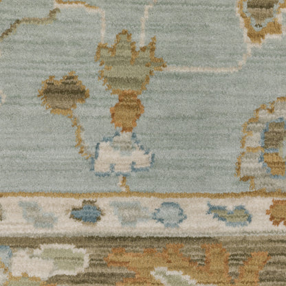 Maeve Floral Blue/ Rust Distressed Cut Pile Rug