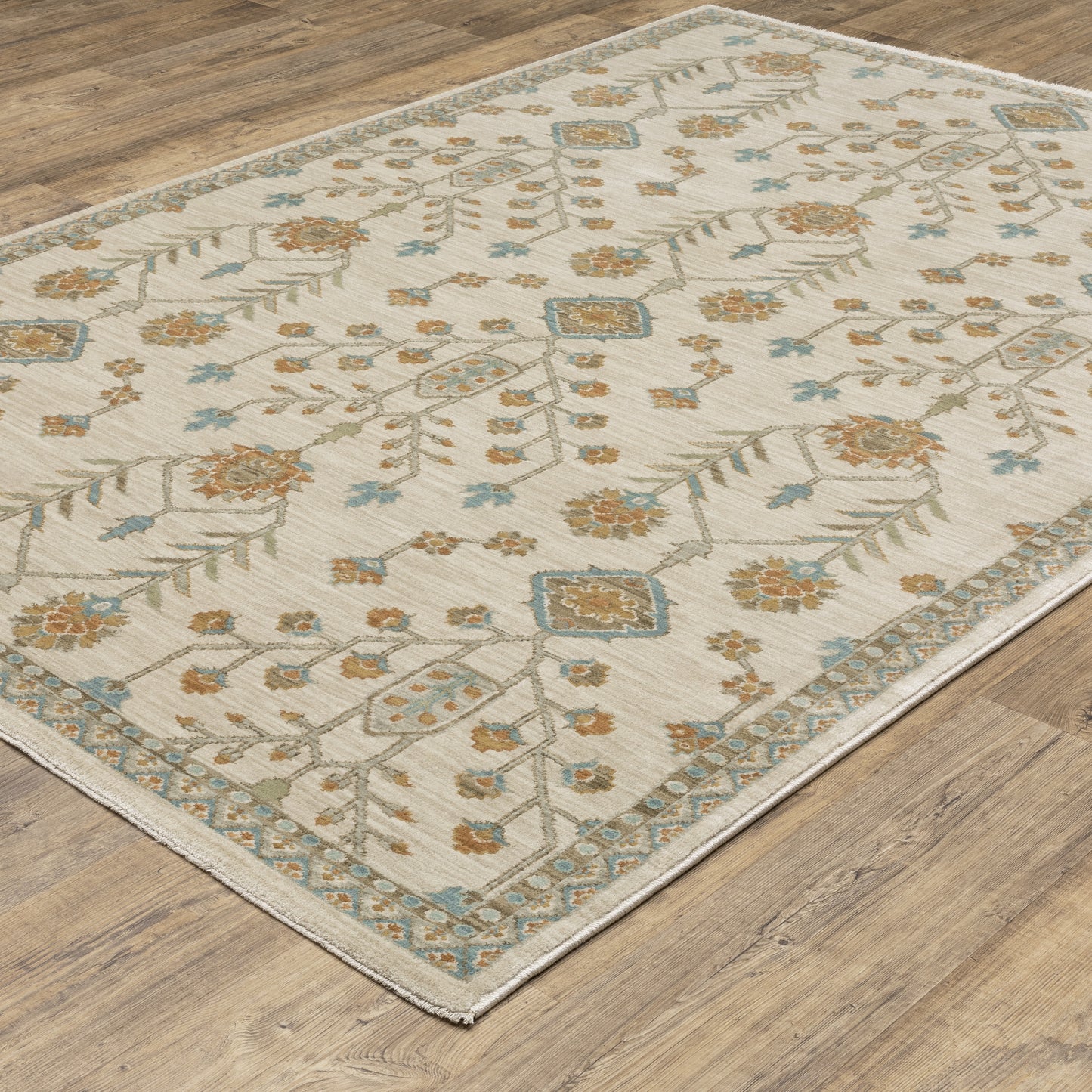 Maeve Floral Beige/ Rust Cut Pile Rug