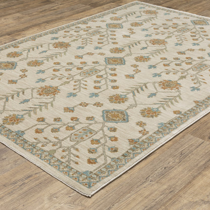 Maeve Floral Beige/ Rust Cut Pile Rug
