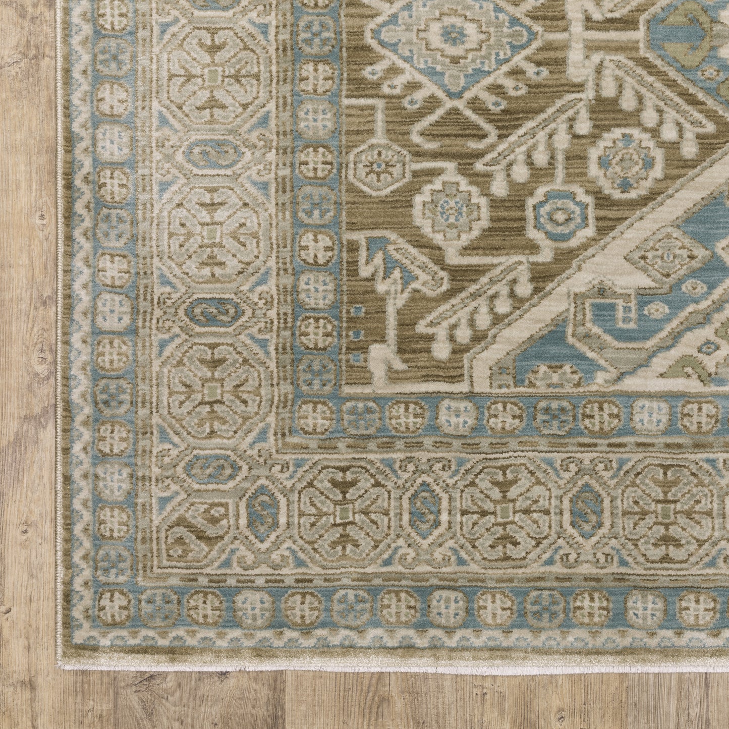 Maeve Medallion Brown/ Blue Geometric Cut Pile Rug