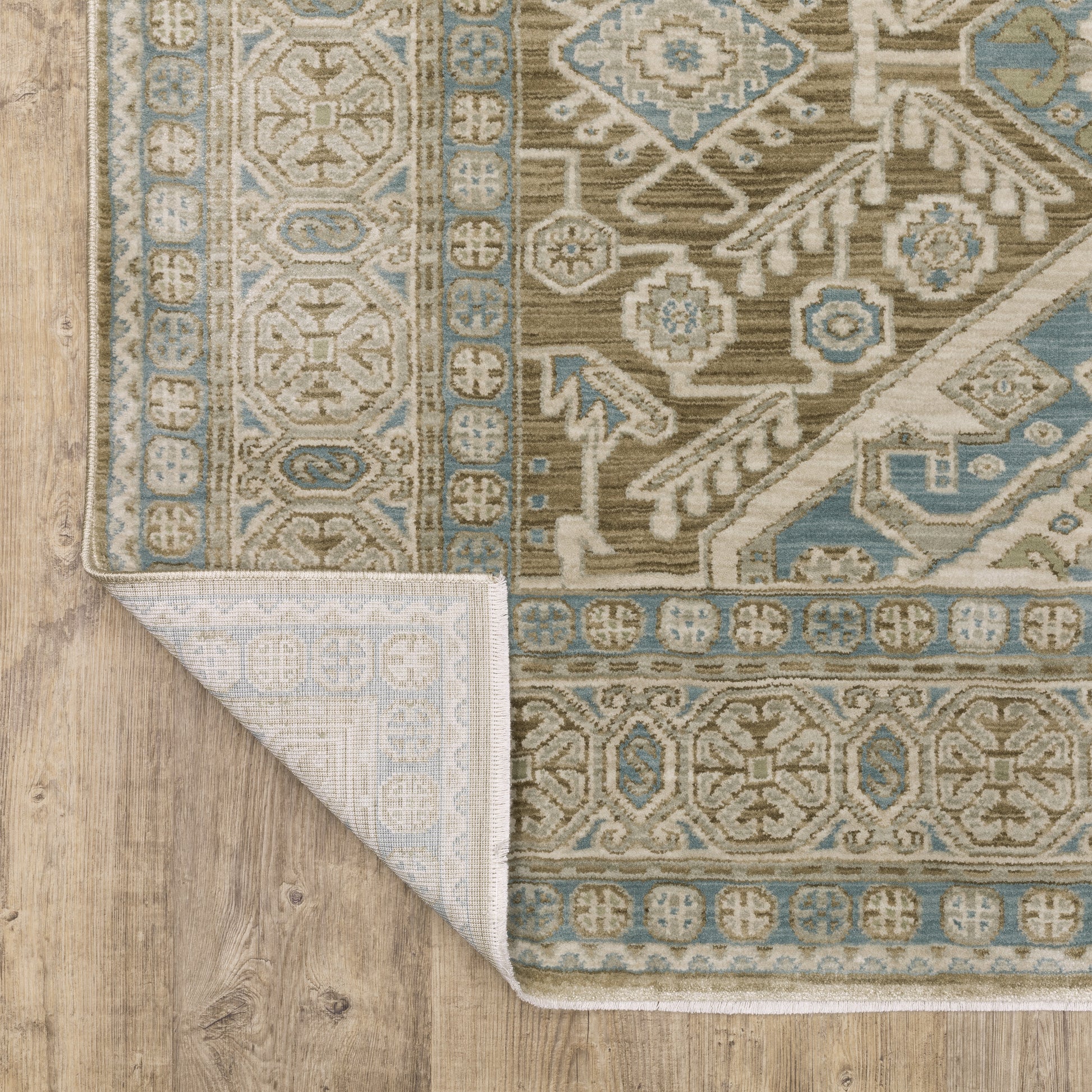 Maeve Medallion Brown/ Blue Geometric Cut Pile Rug