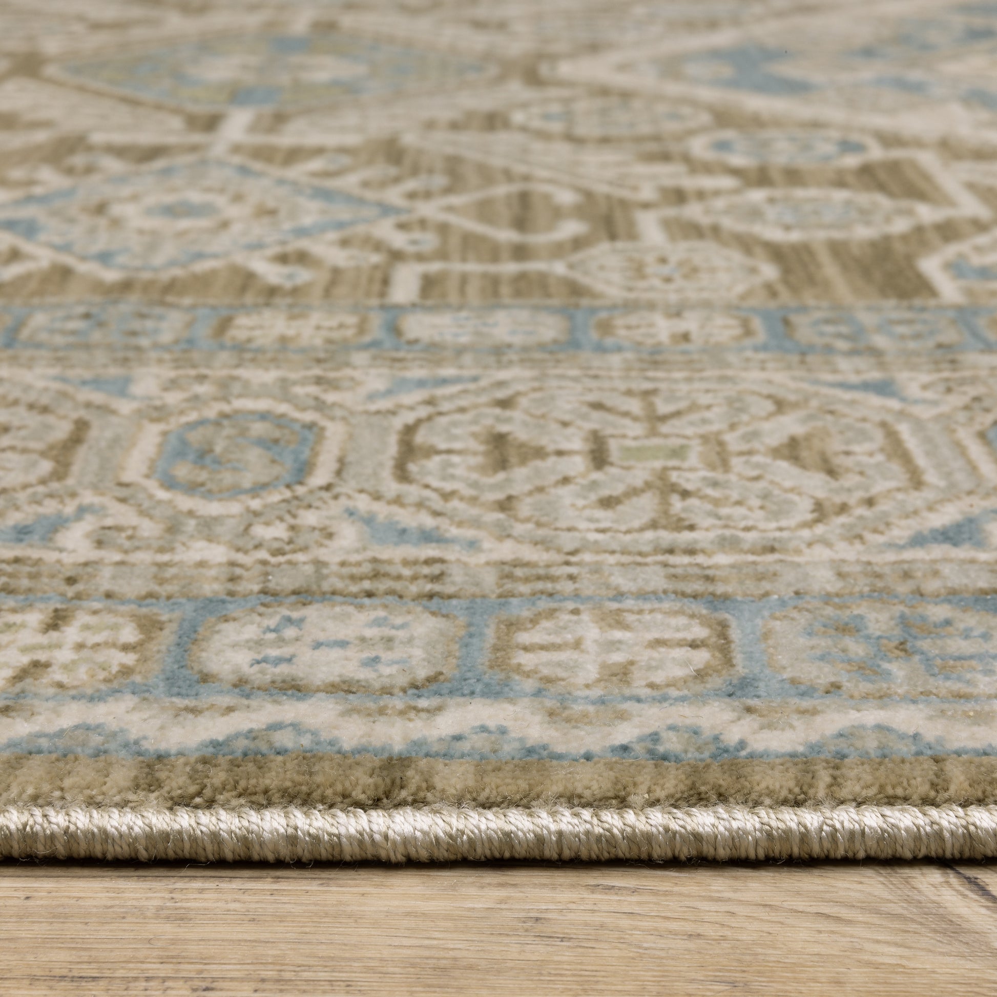 Maeve Medallion Brown/ Blue Geometric Cut Pile Rug