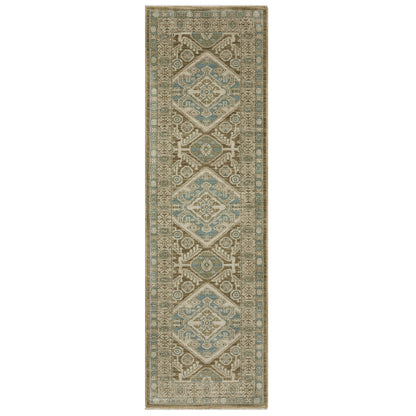 Maeve Mae08 Brown/ Blue Medallion Geometric Rug