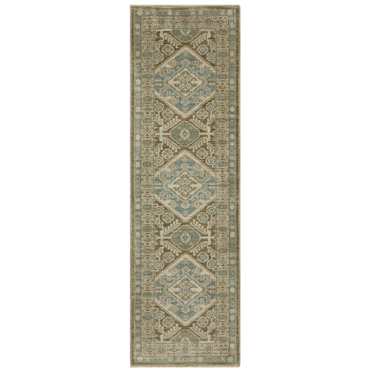 Maeve Mae08 Brown/ Blue Medallion Geometric Rug