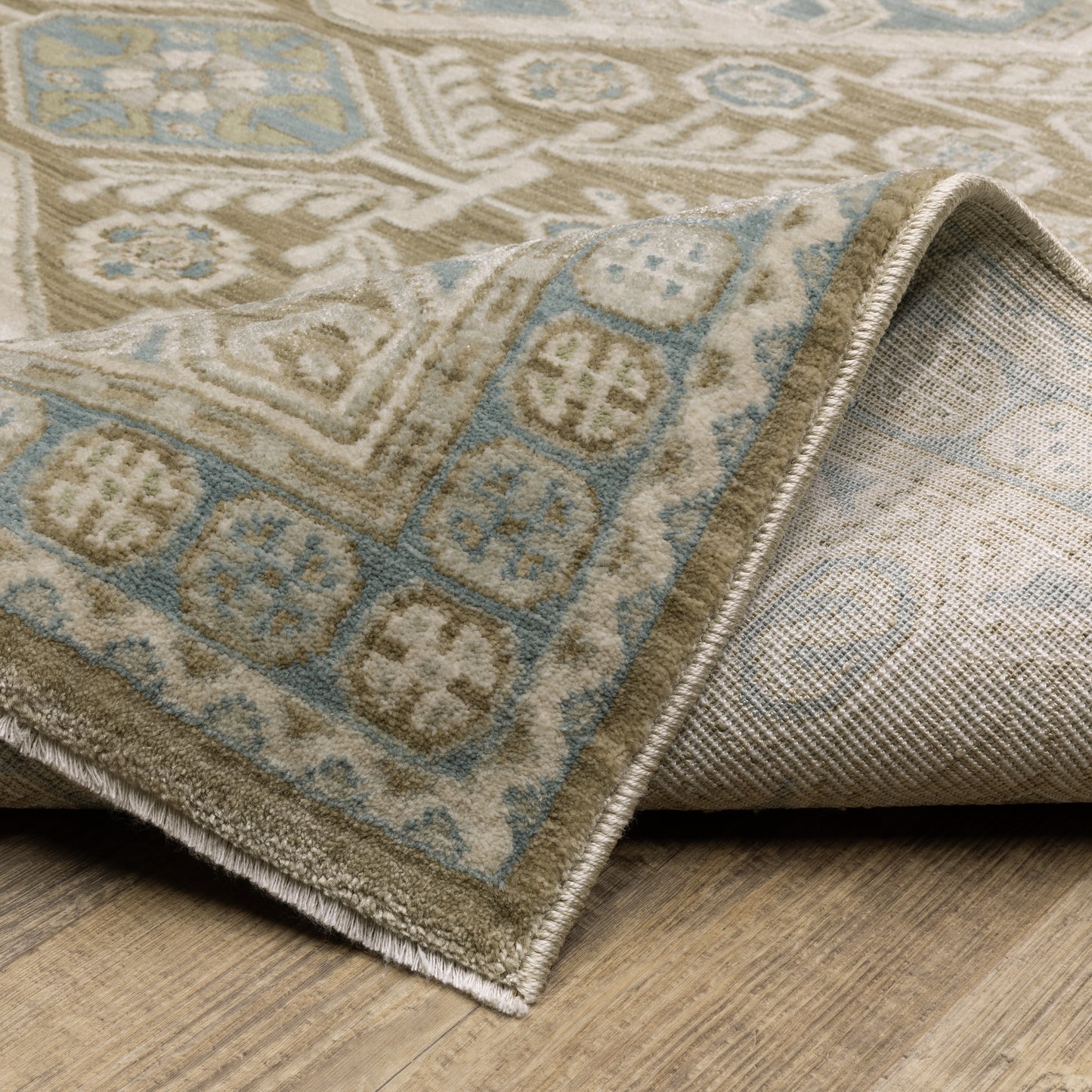 Maeve Medallion Brown/ Blue Geometric Cut Pile Rug