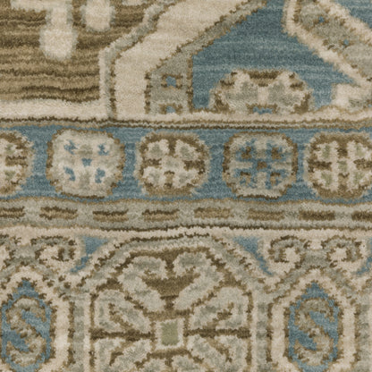 Maeve Medallion Brown/ Blue Geometric Cut Pile Rug