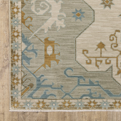 Maeve Medallion Beige/ Grey Southwest/Lodge Cut Pile Rug