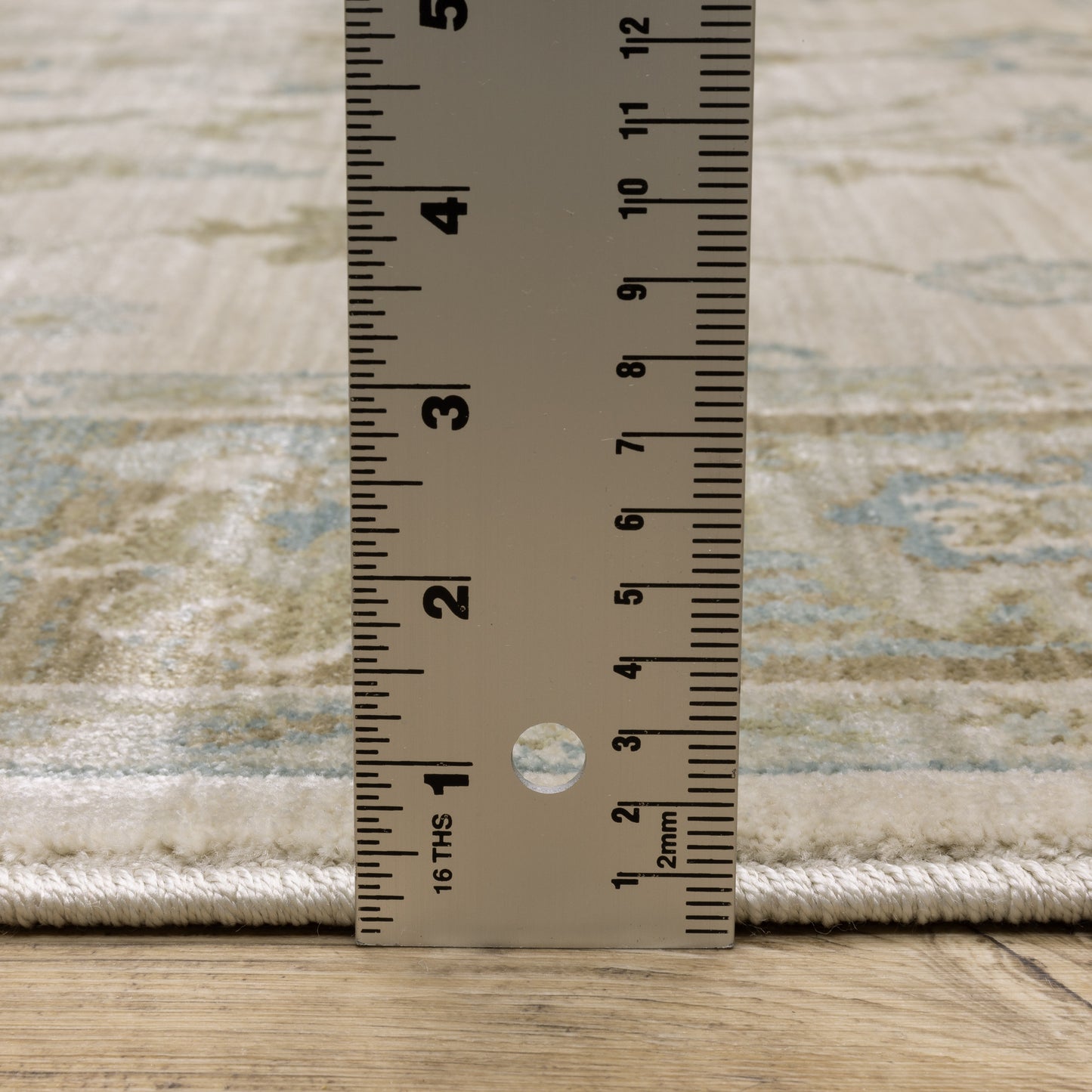 Maeve Floral Beige/ Blue Distressed Cut Pile Rug