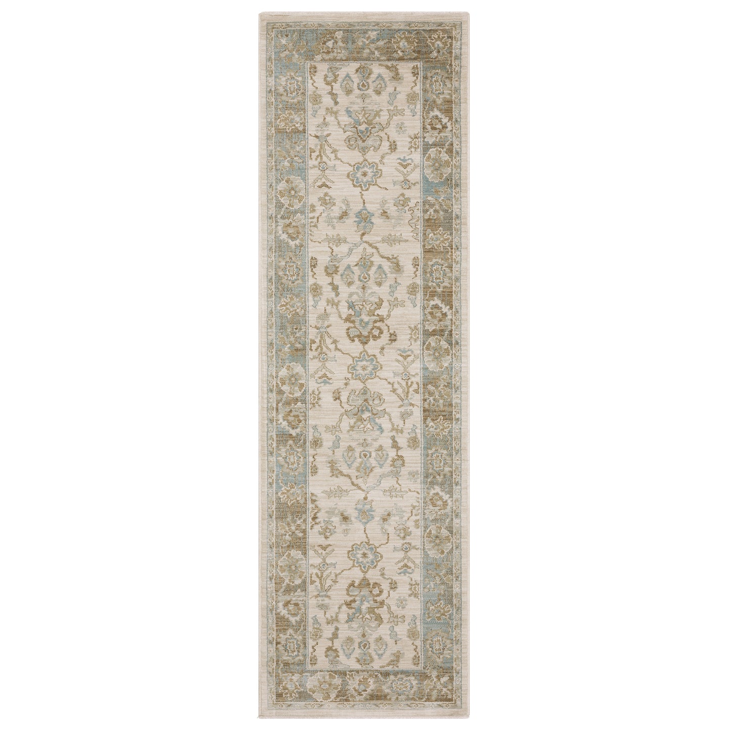 Maeve Mae10 Beige/ Blue Floral Distressed Rug