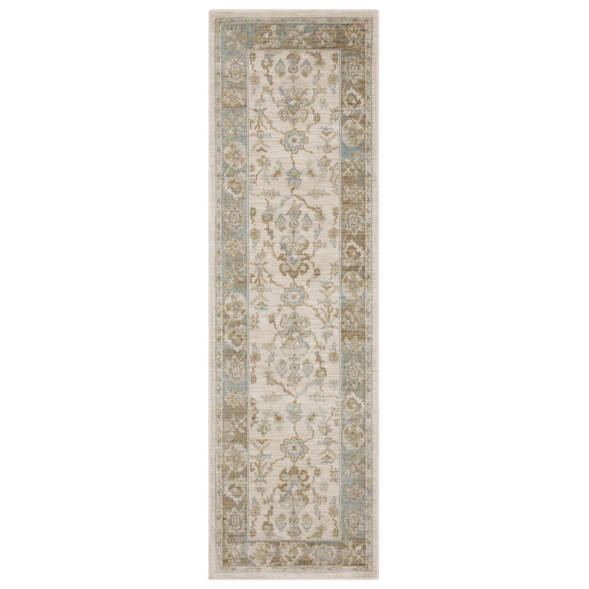 Maeve Mae10 Beige/ Blue Floral Distressed Rug
