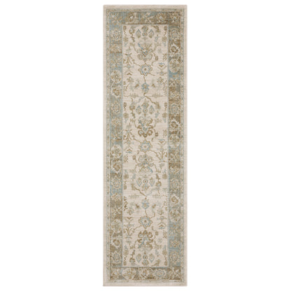 Maeve Mae10 Beige/ Blue Floral Distressed Rug