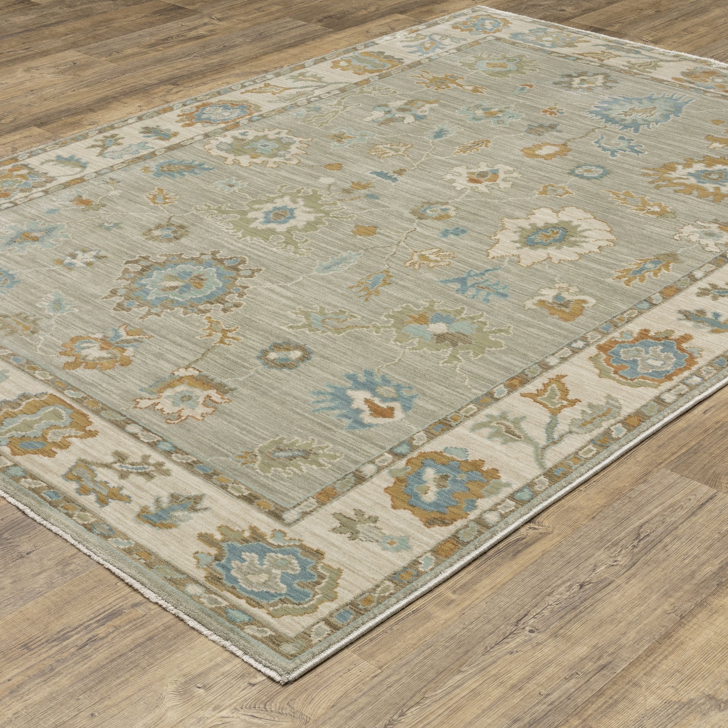 Maeve Oriental Grey/ Blue Distressed Cut Pile Rug