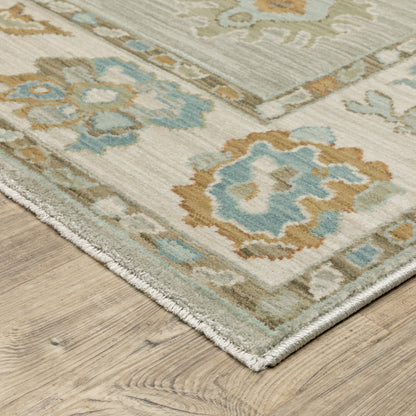 Maeve Oriental Grey/ Blue Distressed Cut Pile Rug