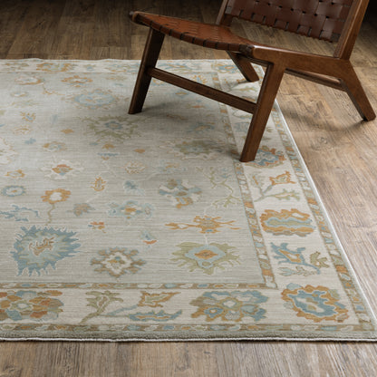 Maeve Oriental Grey/ Blue Distressed Cut Pile Rug
