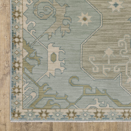 Maeve Medallion Grey/ Blue Distressed Cut Pile Rug