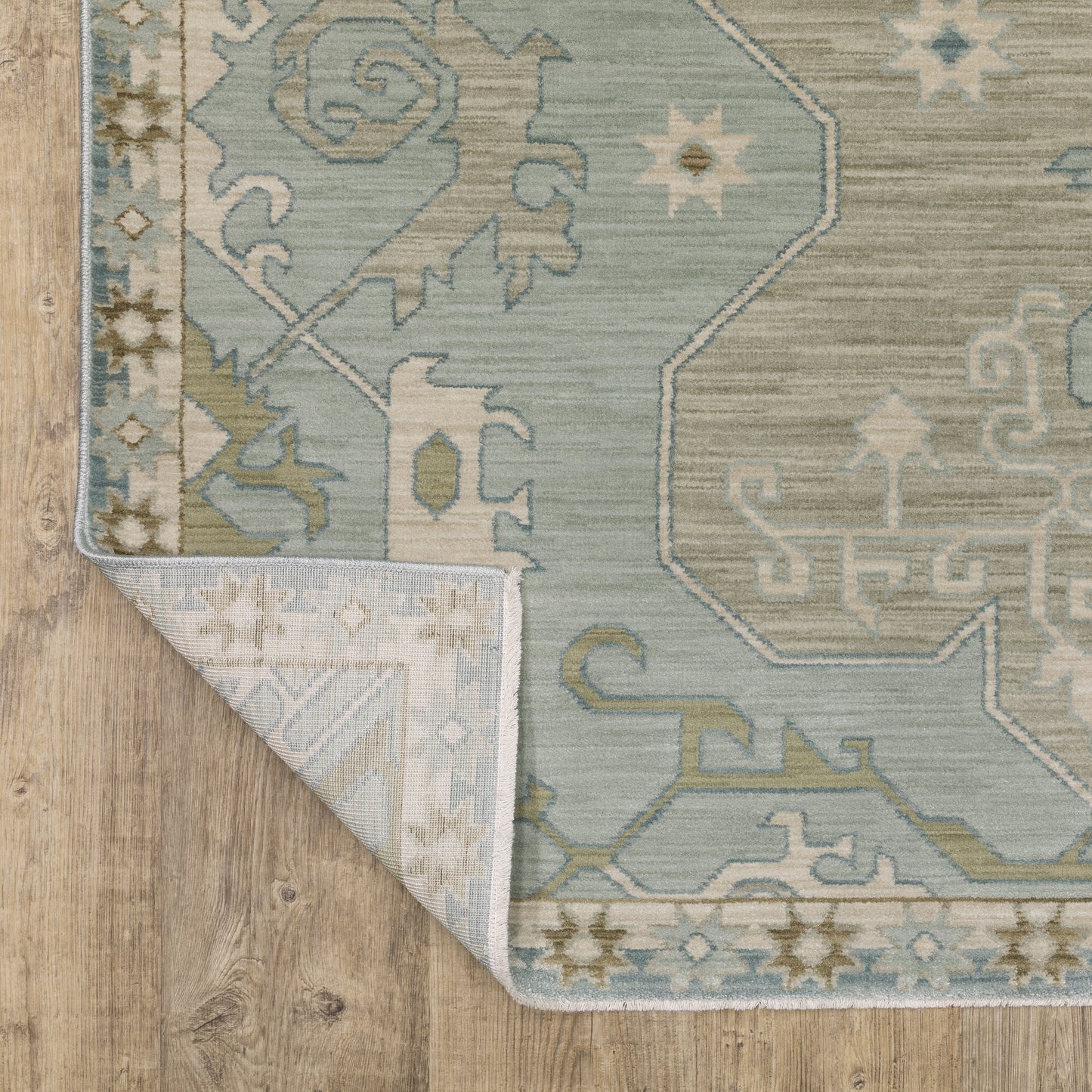 Maeve Medallion Grey/ Blue Distressed Cut Pile Rug