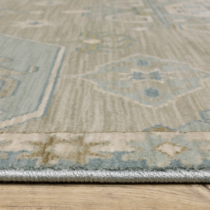 Maeve Medallion Grey/ Blue Distressed Cut Pile Rug