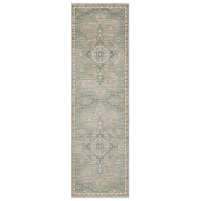 Maeve Mae12 Grey/ Blue Medallion Distressed Rug