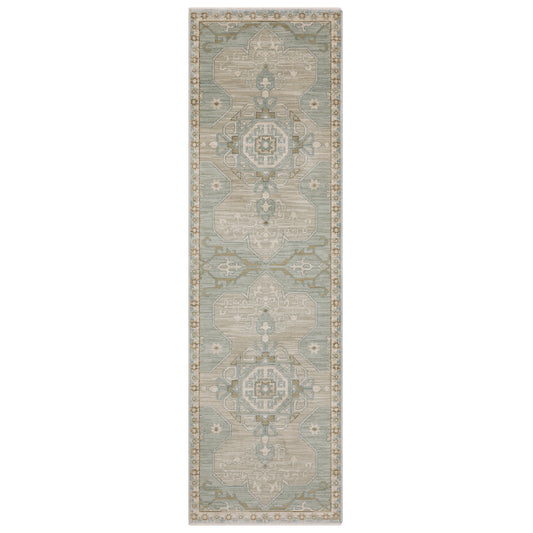 Maeve Mae12 Grey/ Blue Medallion Distressed Rug