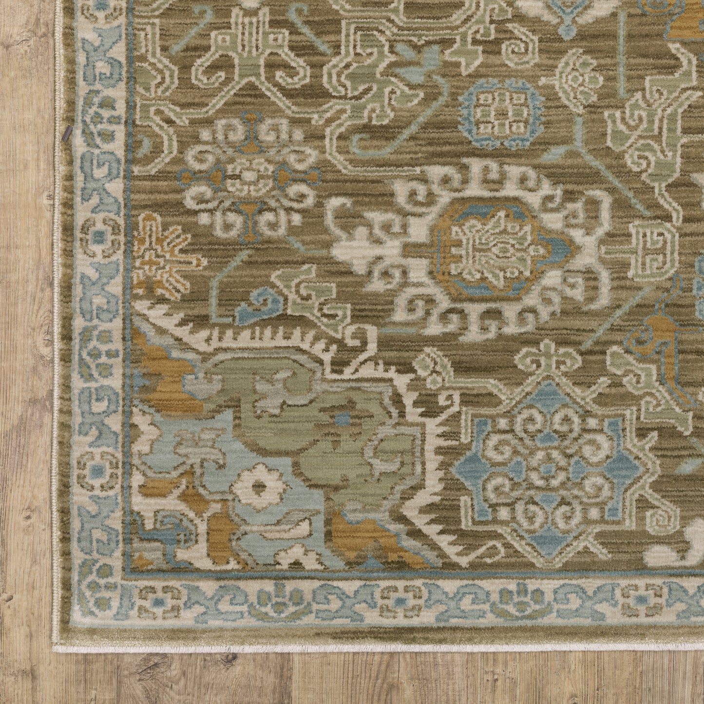 Maeve Medallion Brown/ Blue Geometric Cut Pile Rug