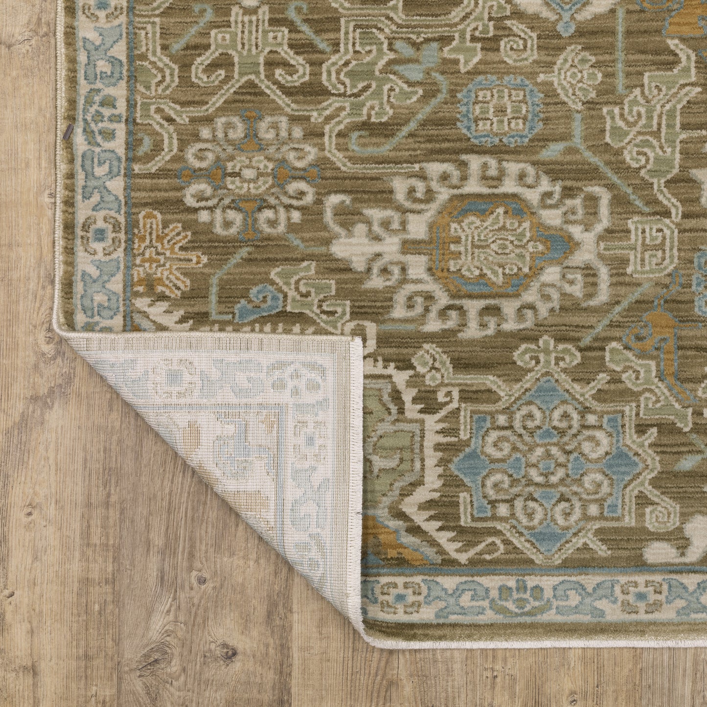 Maeve Medallion Brown/ Blue Geometric Cut Pile Rug
