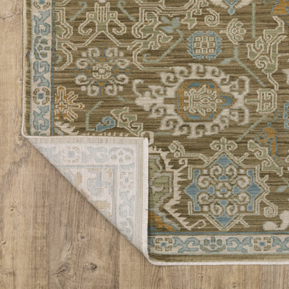 Maeve Medallion Brown/ Blue Geometric Cut Pile Rug