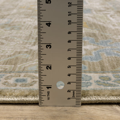 Maeve Medallion Brown/ Blue Geometric Cut Pile Rug