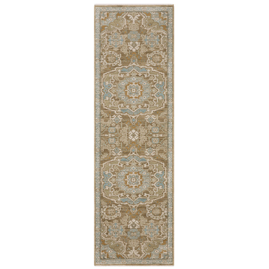 Maeve Mae13 Brown/ Blue Medallion Geometric Rug
