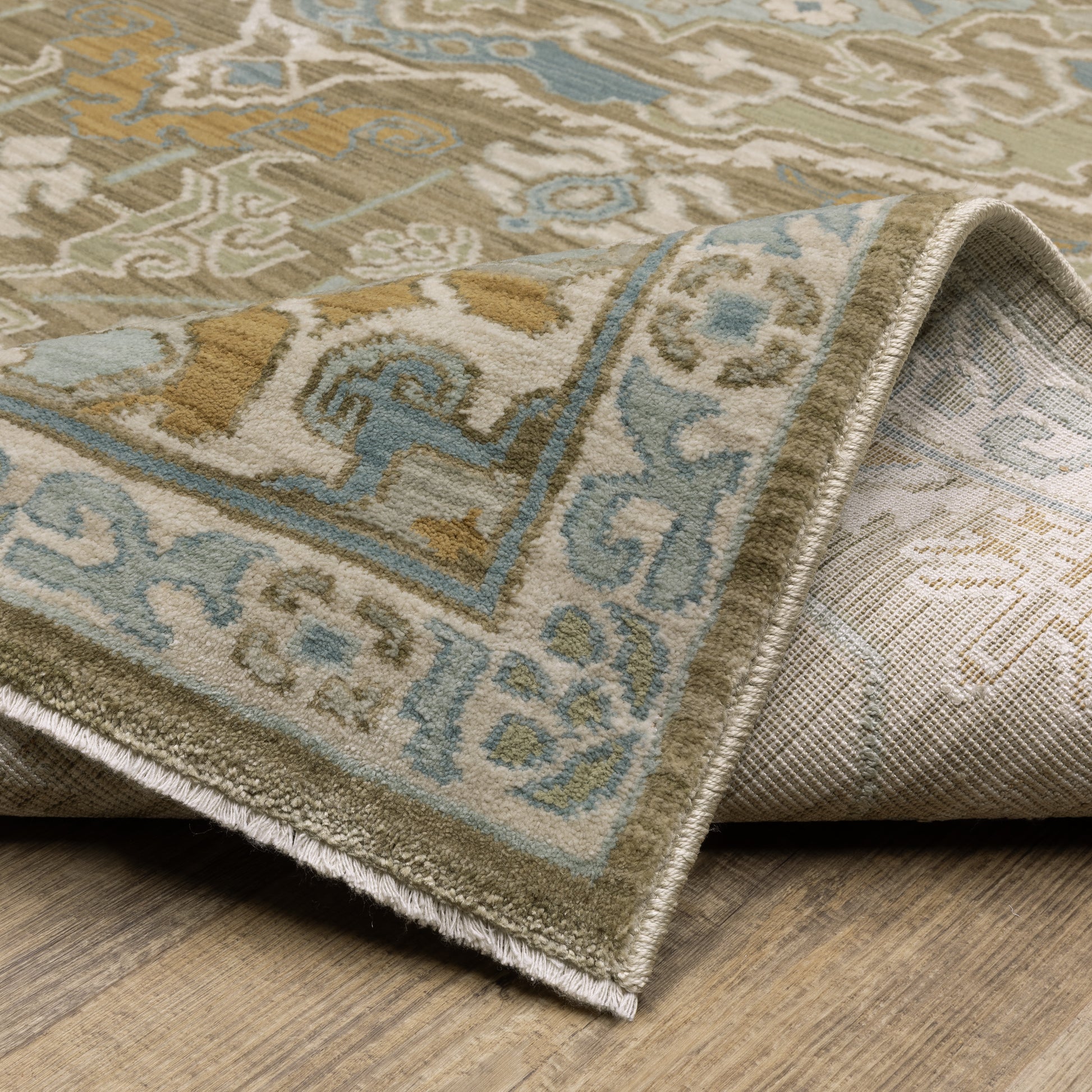 Maeve Medallion Brown/ Blue Geometric Cut Pile Rug