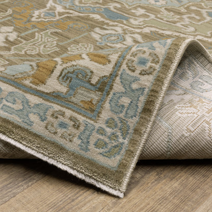 Maeve Medallion Brown/ Blue Geometric Cut Pile Rug