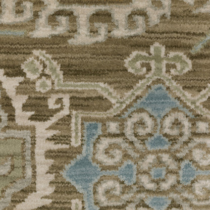 Maeve Medallion Brown/ Blue Geometric Cut Pile Rug